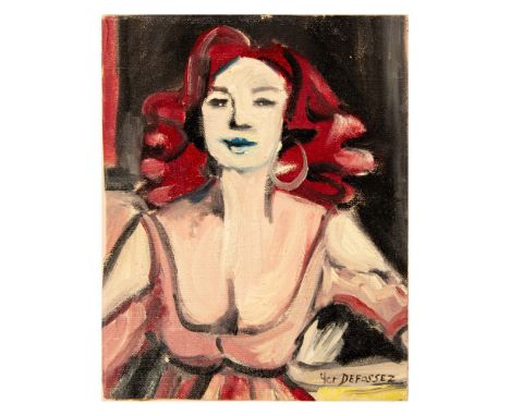 Original oil on canvas glued to board by French Modernist artist Alfred (Freddy) Defossez. This intimate portrait of a volupt