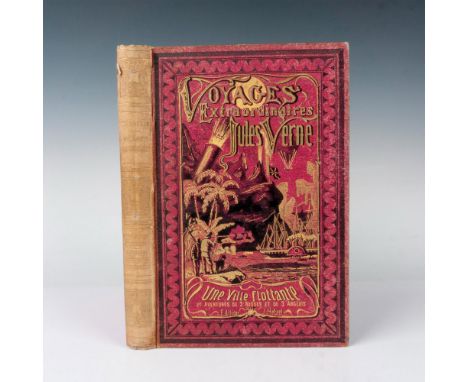 Rarely offered first edition from Hetzel's French edition A l'obus with fushia cover from the Voyages Extraordinaires by Jule