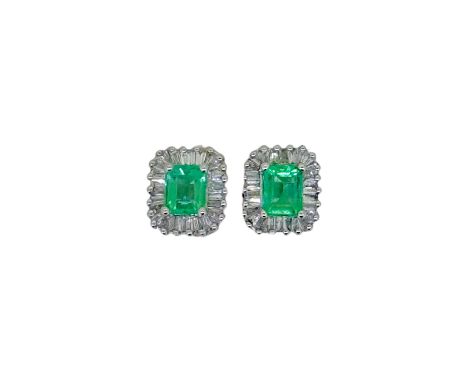 A pair of 18ct gold emerald and diamond cluster ear studs, estimated approximate total emerald weight 0.60ct, dimensions 8.8 