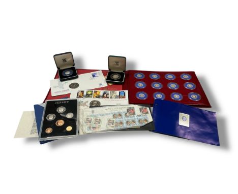 Royal Mint - Jersey & Guernsey collections, comprising a Jersey proof one pound piece, capsuled and cased with certificate; a