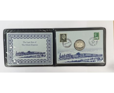 Franklin Mint - The last run of the Orient Express coin, presented in a booklet together with stamps, cover and documents