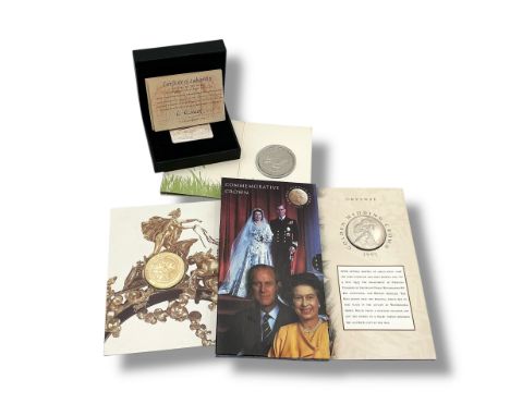 Royal Mint - A commemorative crown, 1997, in commemoration of Queen Elizabeth's golden wedding, capsuled and with booklet, to