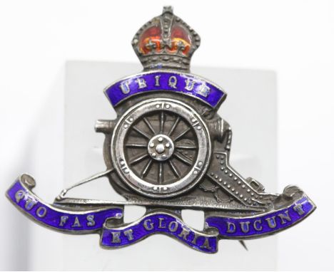 Silver and enamel vintage Royal Artillery sweetheart brooch. P&amp;P Group 1 (£14+VAT for the first lot and £1+VAT for subseq