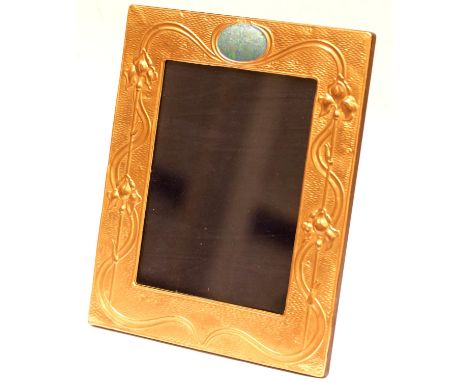 Arts and Crafts large copper and enamel photograph frame. P&amp;P Group 3 (£25+VAT for the first lot and £5+VAT for subsequen