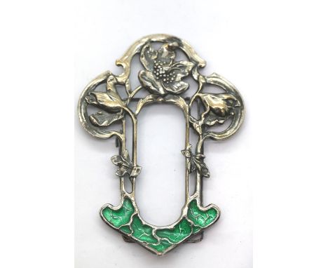 White metal miniature Arts and Crafts enamel picture frame. P&amp;P Group 2 (£18+VAT for the first lot and £2+VAT for subsequ