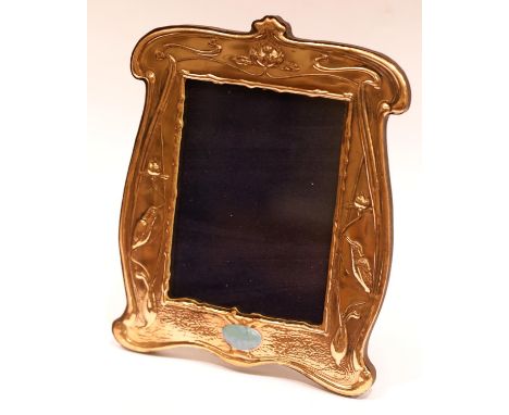 Arts and Crafts small copper and enamel picture frame, 21 x 17 cm. P&amp;P Group 3 (£25+VAT for the first lot and £5+VAT for 