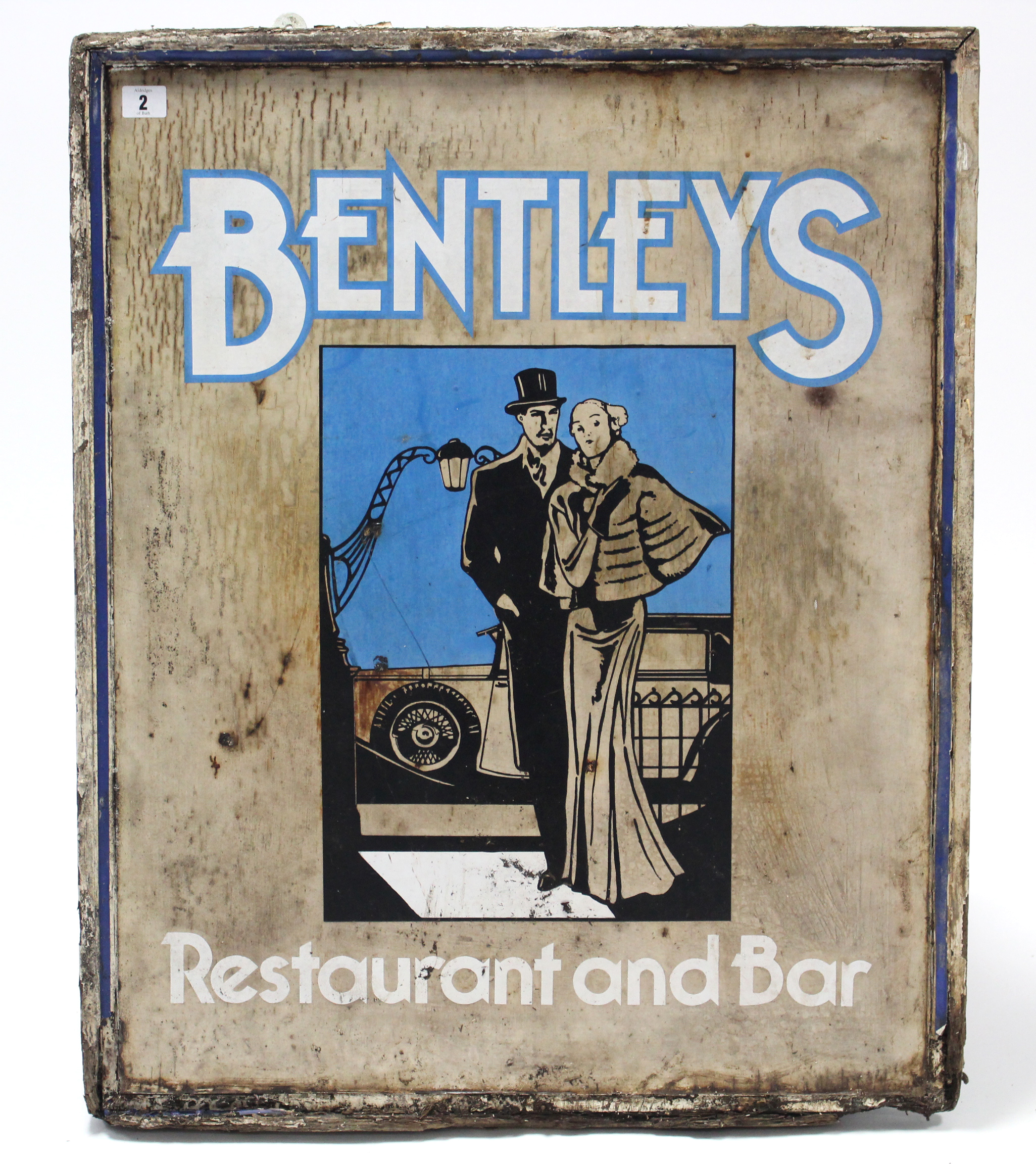 A Mid 20th Century Painted Wooden Sign Bentleys