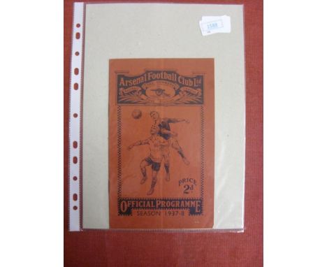 1937/38 Arsenal v Preston, a programme from the game played on 11/12/1937, folded