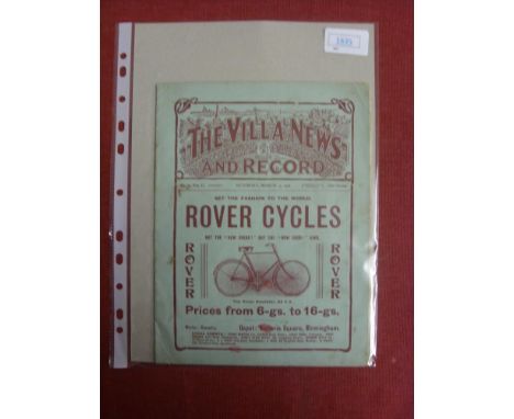 1907/1908 Aston Villa v Preston North End, a programme for the game played on 14/03/1908, not ex bound volume, complete with 