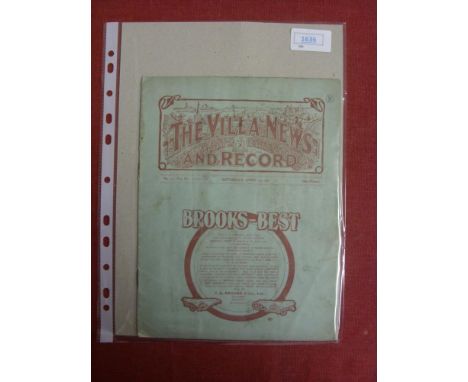 1908/1909 Aston Villa v Preston, a programme from the game played on 10/04/1909, not ex bound volume, slight marks, pencil te