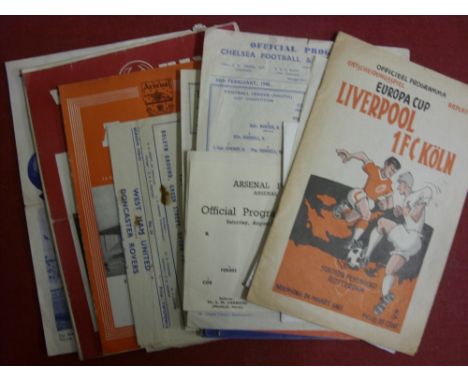 A collection of 21 football programmes and various memorabilia, the programmes from the 1940's onwards include, 24/01/1945 Ch