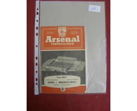 1957/58 Arsenal v Manchester Utd, a programme from the game played on 01/02/1958, last away game before Munich, team changes,