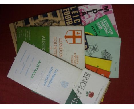 Rugby Union, a collection of programmes and tickets from various Australian tours to the United Kingdom, to include a ticket 