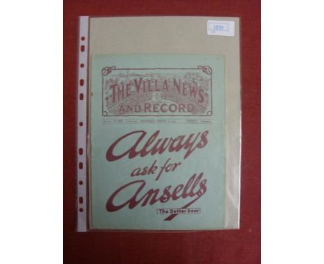 1931/1932 Aston Villa v Portsmouth, a programme for the FA Cup tie game played on 27/01/1932, not ex bound volume