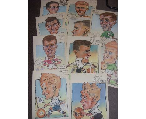 1940's/1950's/1960's International Footballers, Ten Outstanding Caricature/Cartoon Original &amp; highly detailed 'Pen &amp; 