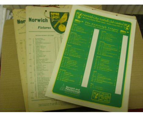 Norwich City, a collection of various memorabilia, to include, fixture lists, wallhanger style (14), Booklet Style (50+), pos