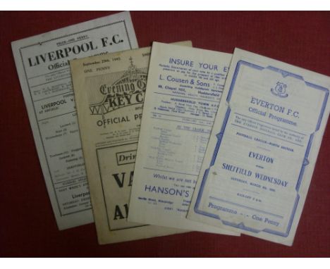 1945/46 Sheffield Wednesday, a collection of 4 away football programmes in various but, good condition overall, Liverpool, Mi