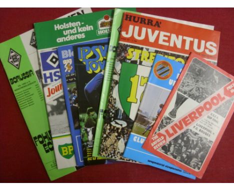 UEFA Cup Finals, a collection of 12 football programmes, 1976 Liverpool v Bruges, Bruges v Liverpool, 1977 Juventus v Bilbao 