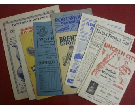 1948/49 Sheffield Wednesday, a collection of 10 away football programmes, Southampton, Tottenham, Lincoln, Blackburn R, Leeds