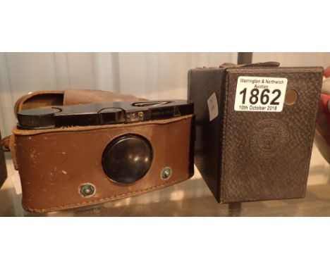 Leather cased Perma Special vintage camera and a Brownie Junior camera
