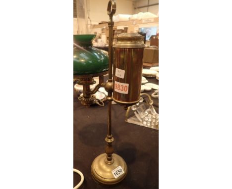 Original Victorian brass oil lamp with green shade and funnel made in France