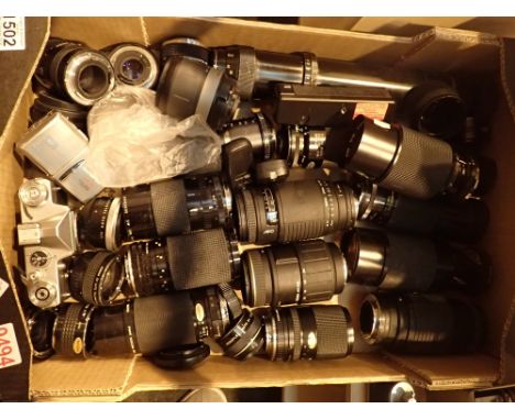 Box of camera lenses