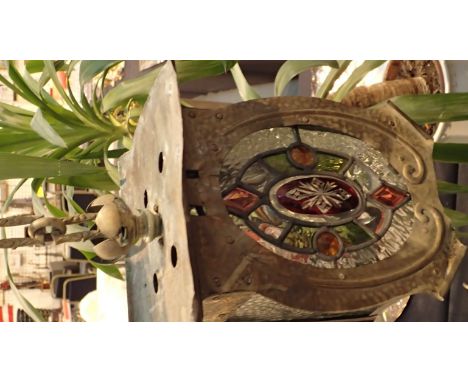 Continental brass and glass hanging lamp shade H: 35 cm