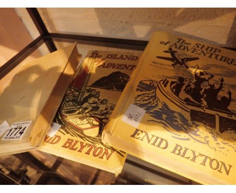 Three Enid Blyton novels two first editions The Ship of Adventure and the Secret of Moon Castle and a second edition Island o