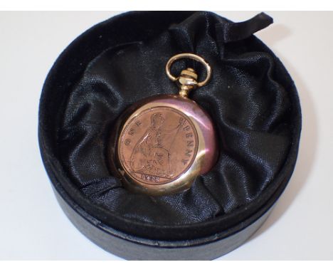 Boxed Penny Black pocket watch CONDITION REPORT: This item is working at lotting.