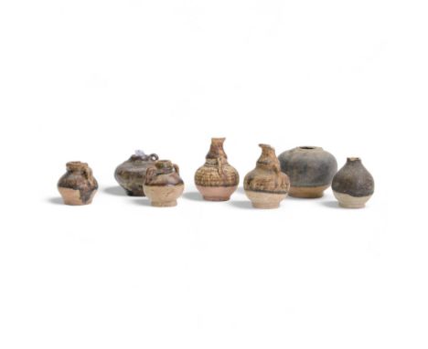 Antiquities; collection of seven small terracotta pottery vessels, including examples from Nabataean, Hellenistic and similar