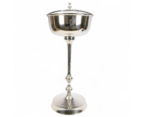 Modern chrome plate Champagne Bollinger ice bucket on stand with cover, H85cm