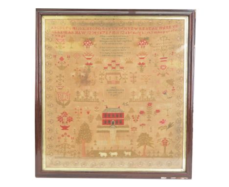 19th century sampler by Mary Ecclefield, finished this work aged 14 years, finely worked with religious verse 'O'that I could
