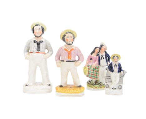 Four 19th century Staffordshire figures of sailors, tallest H34cm