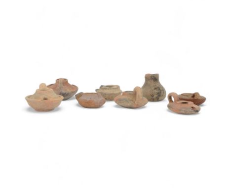 Antiquities; collection of terracotta oil lamps, including Roman and Hellenistic examples 