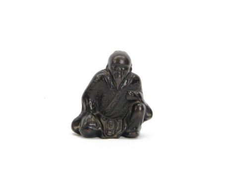 Japanese bronze, modelled as an elder, H6cm