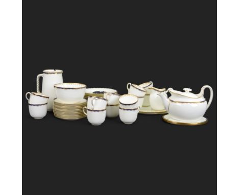 Wedgwood tea service, comprising teapot and stand, hot water jug, milk jug, open sucrier, twelve side plates, two sandwich pl
