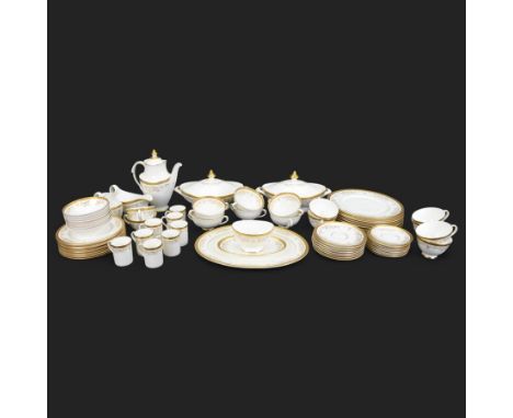 Royal Doulton Belmont part tea and dinner service, including teapot, milk jug, open sucrier, eight teacups and saucers, nine 