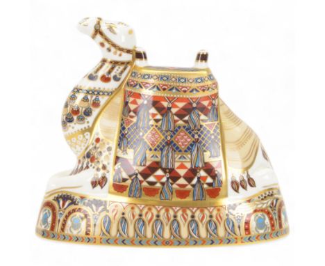 Royal Crown Derby paperweight, Camel with gold stopper, H16cm