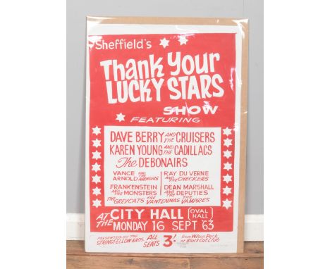 A Sheffield City Hall promotional poster for Thank Your Lucky Stars Show, featuring Dave Berry, Karen Young, The Debonairs et