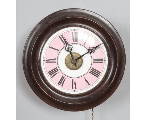T. Lovejoy of Wimbledon postman's alarm clock featuring enamel dial with roman numeral marker and pink chapter ring.  No weig