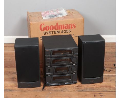 A Goodmans System 4055 remote control stereo system with CD player and rotary tuner.  