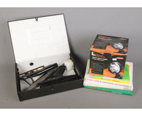 A collection of BSA Scorpion .22 calibre air pistol parts along with Tracer Sport Gun Light and small collection of Air rifle