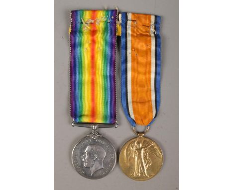 A pair of World War One medals presented to Private F Crossley, Army Ordnance Corps, 020953. British War Medal and Victory me