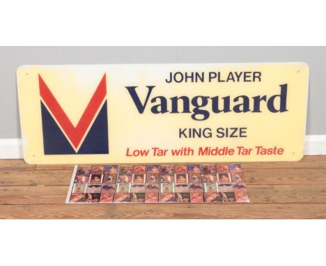 A large vintage John Player Vanguard King Size Perspex advertising sign along with smaller metal sign depicting vintage Coca 