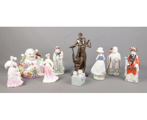 A collection of ceramic and resin figures, including examples by Crosa, Leonardo Collection and Nao.  