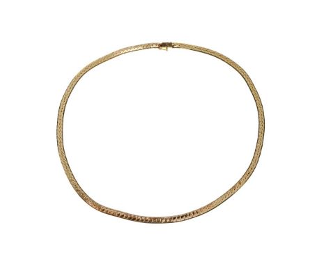 14k Yellow Gold Necklace  Herringbone style link (marked '14k' on tongue of clasp)  Property from: an Estate, Downers Grove, 