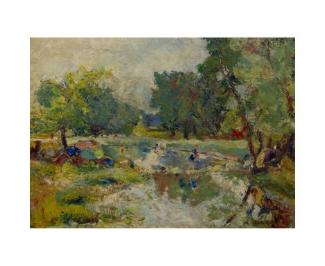 Malvin Marr Albright (Zsissly), (American, 1897-1983) Oil on Board  Undated, signed 'M Marr' lower right, a landscape having 