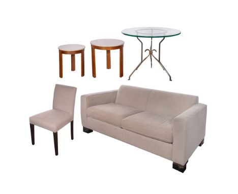 Room and Board Upholstered Sofa  From the Ian line, a track arm sofa in an oatmeal chenille upholstery having two removable s