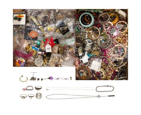 Gold, Silver and Costume Jewelry and Fashion Wristwatch Assortment  Approximately (26) pounds of fashion jewelry including ne