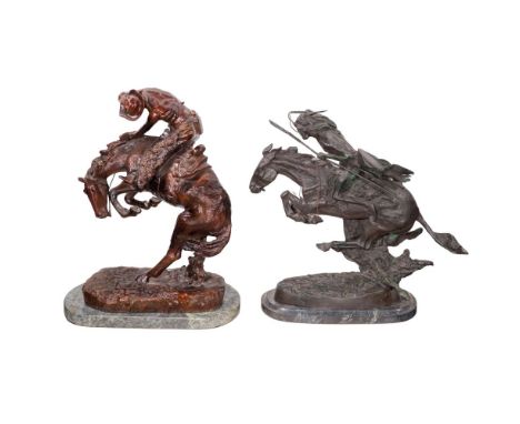 After Frederic Remington (American, 1861-1909) Bronze Sculptures  (2) items including undated 'Rattlesnake' and 'The Cheyenne